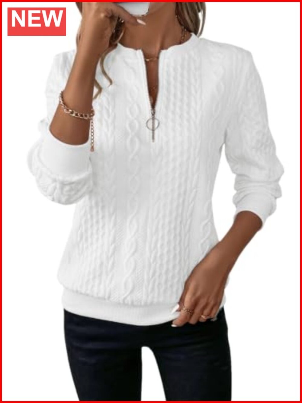 Womens Quilted Sweatshirt 1/4 Zip Textured Pullover Top